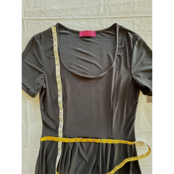 NTW Melissa Masse Made to Measure Short Sleeve Black Dress Sz M Fit and Flare - Picture 8 of 9